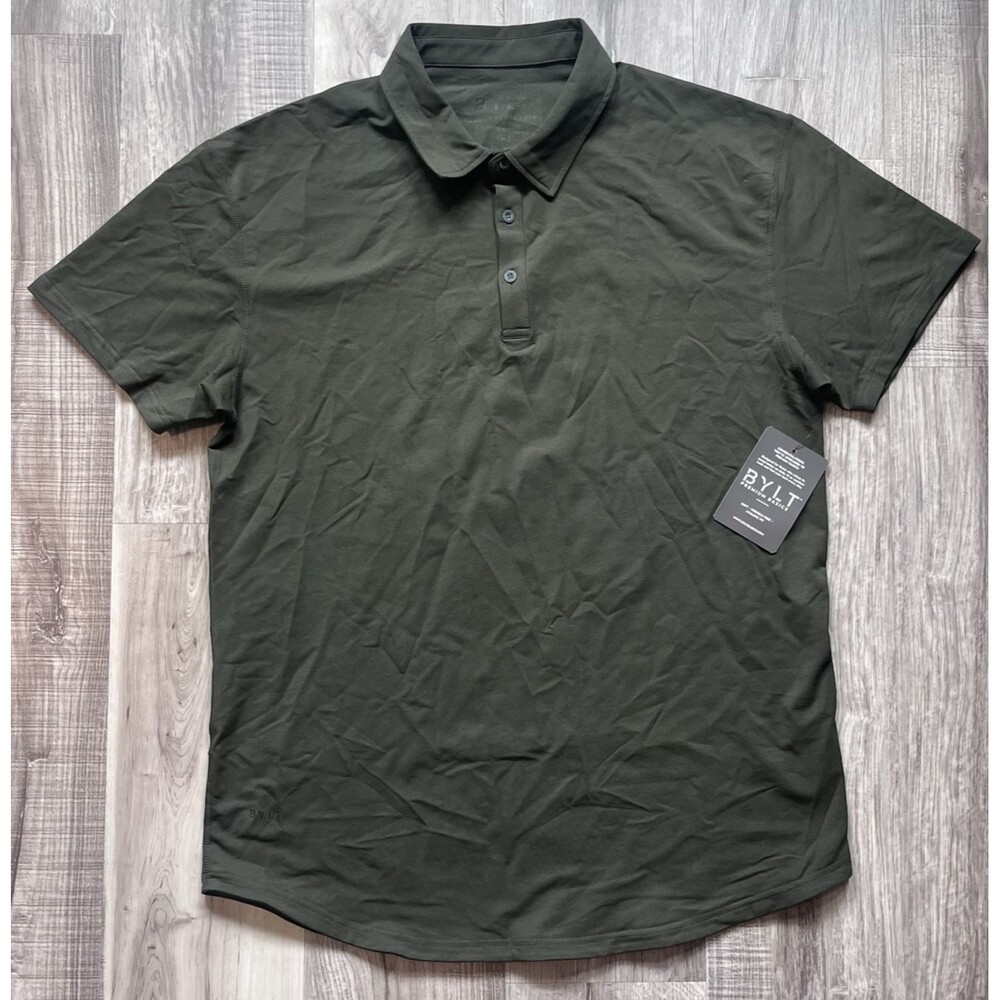 BYLT Premium Basics Lux Polo Green S/S Drop Cut Athletic Men's Size XL Brand NEW